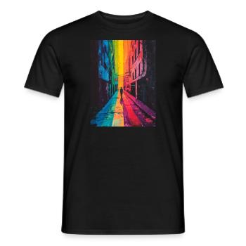 Regenbogen Allee - Bunte Straße - Männer T-Shirt - Schwarz - Vorne - AI Model Male 178 light (178cm)