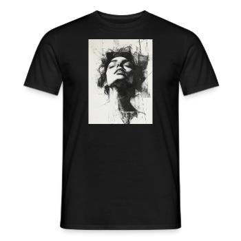 Banksy Face - Abstract Woman - Drawing - Men's T-Shirt - black - Front - AI Model Male 178 light (178cm)