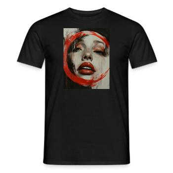 Face - Painting - Woman - Woman Face - Lips - Men's T-Shirt - black - Front - AI Model Male 178 light (178cm)