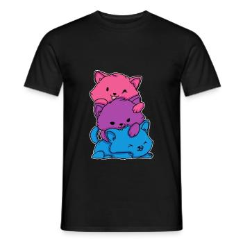 Bisexual LGBT Anime Chat Pride Flag Cadeau - T-shirt homme - noir - Devant - AI Model Male 178 light (178cm)