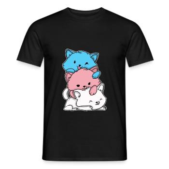 Transgender LGBT Anime Cat Pride Flag Gift - Men's T-Shirt - black - Front - AI Model Male 178 light (178cm)