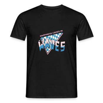 Happiness comes in waves Sommer Strand Retro Surf - Männer T-Shirt - Schwarz - Vorne - AI Model Male 178 light (178cm)