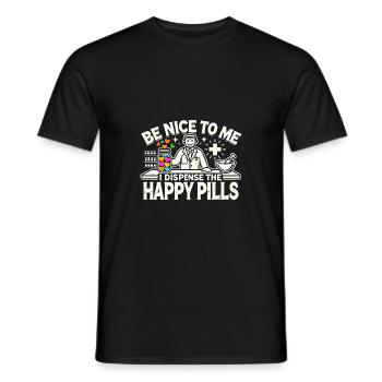 Sei nett zu mir, ich verteile die Glückspillen - Männer T-Shirt - Schwarz - Vorne - AI Model Male 178 light (178cm)