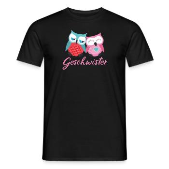 Geschwister Eulen - Männer T-Shirt - Schwarz - Vorne - AI Model Male 178 light (178cm)