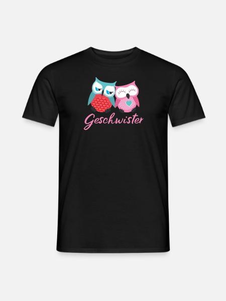 Geschwister Eulen - Männer T-Shirt - Schwarz