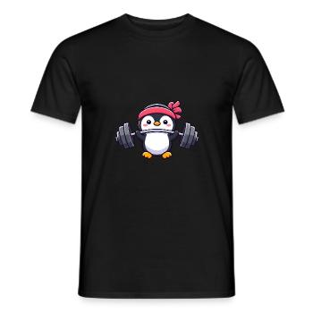 Penguin Workout Dumbbell Bench Press Fitness - Men's T-Shirt - black - Front - AI Model Male 178 light (178cm)