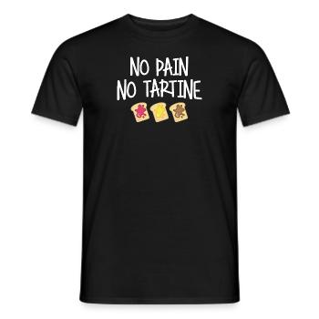 No pain no tartine - T-shirt homme - noir - Devant - AI Model Male 178 light (178cm)