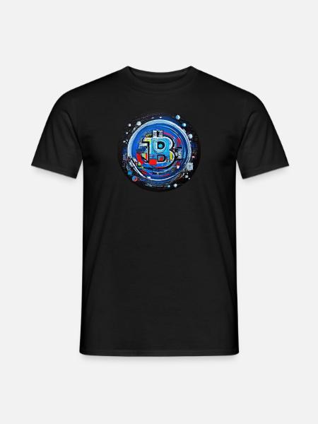 bitcoin abstract blue - Männer T-Shirt - Schwarz