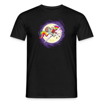 Fun Sasquatch Santa Riding With Unicorn - Men's T-Shirt - black - Front - AI Model Male 178 light (178cm)