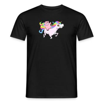Cochon mignon à cheval sur la licorne - T-shirt homme - noir - Devant - AI Model Male 178 light (178cm)
