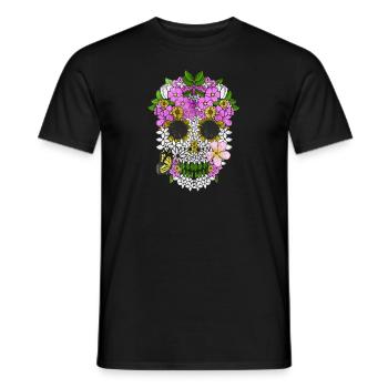 Dia De Los Muertos Crâne Fleuri Le Jour Des Morts - T-shirt homme - noir - Devant - AI Model Male 178 light (178cm)