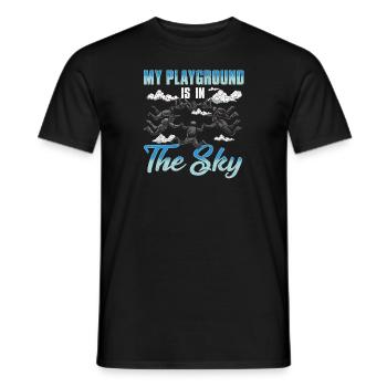 Nett u. Lustig mein Spielplatz ist im Himmel-Fallschirmspringen - Männer T-Shirt - Schwarz - Vorne - AI Model Male 178 light (178cm)