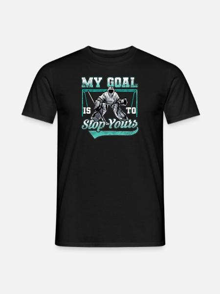 Difensore divertente dell'hockey che nega gli obiettivi - T-shirt uomo - nero
