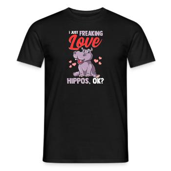 Niedlich, ich liebe nur Freaking Love Hippos, okay? Baby Nilpferd - Männer T-Shirt - Schwarz - Vorne - AI Model Male 178 light (178cm)