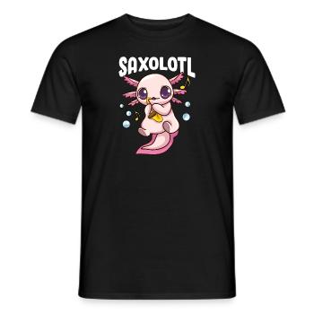 Netter u. Lustiger Saxolotl Entzückender Saxophon, der Axolotl spielt - Männer T-Shirt - Schwarz - Vorne - AI Model Male 178 light (178cm)