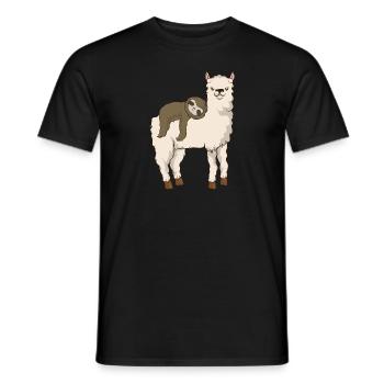 Paresseux Lama Lama Adorable Lama Fluffy & Sloth - T-shirt homme - noir - Devant - AI Model Male 178 light (178cm)