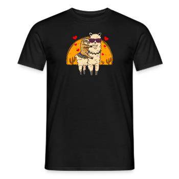 Faultierreiten Lama Cute Fluffy Lama & Sleepy Sloth - Männer T-Shirt - Schwarz - Vorne - AI Model Male 178 light (178cm)