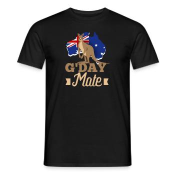 Känguru Australische Flagge G'Day Mate - Hallo - Männer T-Shirt - Schwarz - Vorne - AI Model Male 178 light (178cm)