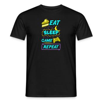 Gamer Eat Sleep Game Repeat Anime Kawaii Gaming - Men's T-Shirt - black - Front - AI Model Male 178 light (178cm)