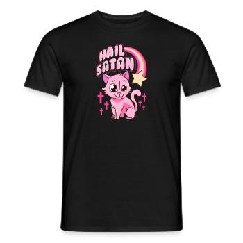 Salut Satan Cat Cute Rainbow Kitty Heavy Metal Pun - T-shirt homme - noir - Devant - AI Model Male 178 light (178cm)