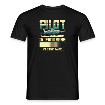 Pilot In Progress Please Wait Airplane Pilot - Men's T-Shirt - black - Front - AI Model Male 178 light (178cm)