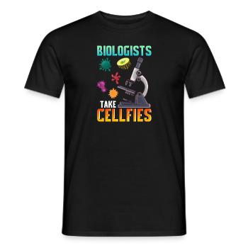 Cute Biologists Take Cellfies Selfies Biology Pun - Men's T-Shirt - black - Front - AI Model Male 178 light (178cm)