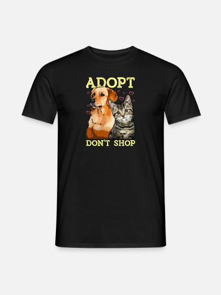 Adopt Don't Shop Cute Cat & Dog Rescue Adoption - Men's T-Shirt - black