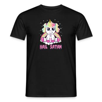 Netter Hagel Satan Einhorn Regenbogen Lustiges satanisches Wortspiel - Männer T-Shirt - Schwarz - Vorne - AI Model Male 178 light (178cm)