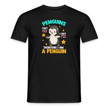 Cute Penguins Can't Fly I Can't Fly I Am A Penguin - Men's T-Shirt - black - Front - AI Model Male 178 light (178cm)