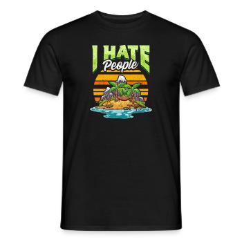 Cute & Funny I Hate People Beach Vacation Pun - Men's T-Shirt - black - Front - AI Model Male 178 light (178cm)