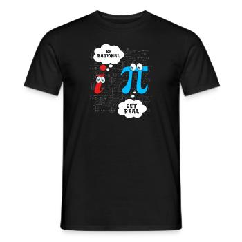 Funny Be Rational Get Real Math Pun Statistics - Men's T-Shirt - black - Front - AI Model Male 178 light (178cm)