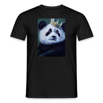Panda with Crown Oil Painting - Men's T-Shirt - black - Front - AI Model Male 178 light (178cm)