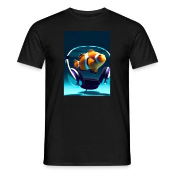 Clownfisch Kopfhörer - Männer T-Shirt - Schwarz - Vorne - AI Model Male 178 light (178cm)
