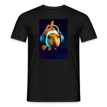 Clownfisch Kopfhörer - Männer T-Shirt - Schwarz - Vorne - AI Model Male 178 light (178cm)