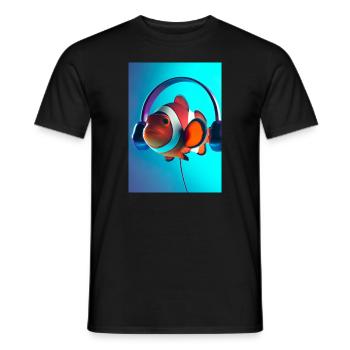 Clownfisch Kopfhörer - Männer T-Shirt - Schwarz - Vorne - AI Model Male 178 light (178cm)