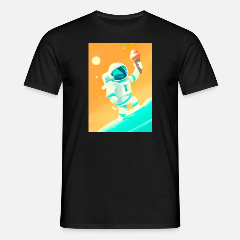 Astronaut mit Eiscreme - Männer T-Shirt - Schwarz