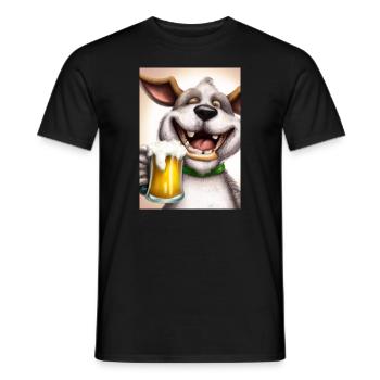 Lustiger Hund mit Bier - Männer T-Shirt - Schwarz - Vorne - AI Model Male 178 light (178cm)