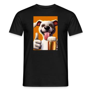 Lustiger Hund mit Bier - Männer T-Shirt - Schwarz - Vorne - AI Model Male 178 light (178cm)