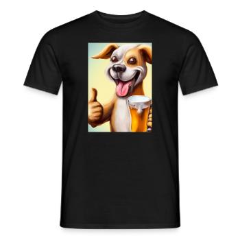 Lustiger Hund mit Bier - Männer T-Shirt - Schwarz - Vorne - AI Model Male 178 light (178cm)