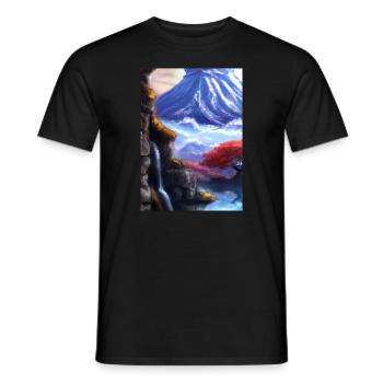 Japan Tower Wasserfall Gemälde - Männer T-Shirt - Schwarz - Vorne - AI Model Male 178 light (178cm)