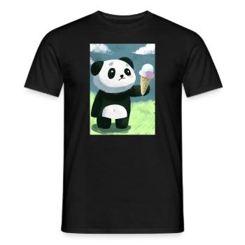 Panda mit Eiscreme - Männer T-Shirt - Schwarz - Vorne - AI Model Male 178 light (178cm)