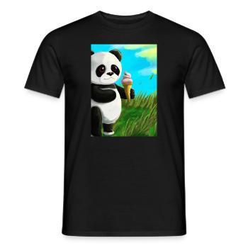Panda mit Eiscreme - Männer T-Shirt - Schwarz - Vorne - AI Model Male 178 light (178cm)