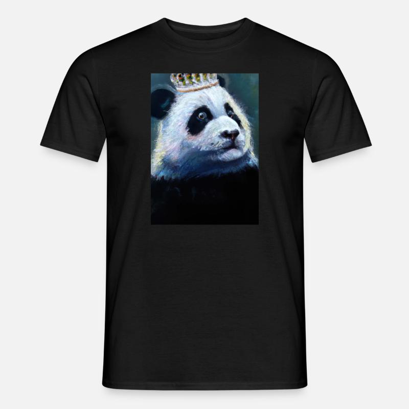 Panda mit Krone Ölgemälde - Männer T-Shirt - Schwarz
