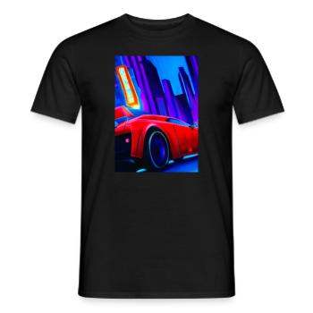 Sportwagen in der Großstadt - Männer T-Shirt - Schwarz - Vorne - AI Model Male 178 light (178cm)