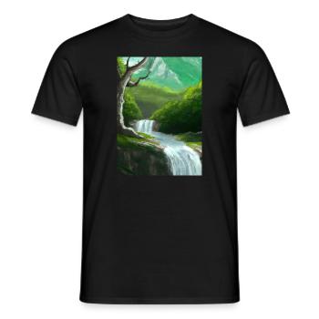 Forest River Wasserfall - Männer T-Shirt - Schwarz - Vorne - AI Model Male 178 light (178cm)
