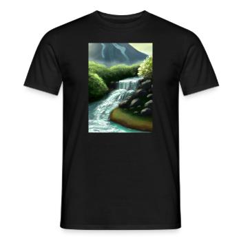 Forest River Wasserfall - Männer T-Shirt - Schwarz - Vorne - AI Model Male 178 light (178cm)