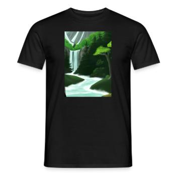 Forest River Wasserfall - Männer T-Shirt - Schwarz - Vorne - AI Model Male 178 light (178cm)