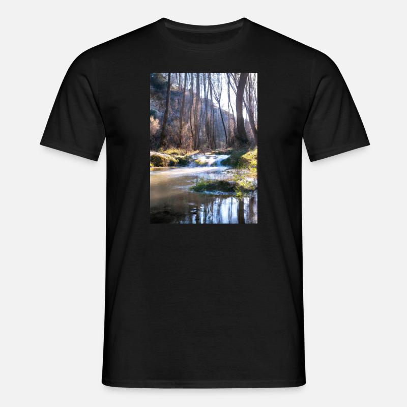 Forest River Wasserfall - Männer T-Shirt - Schwarz