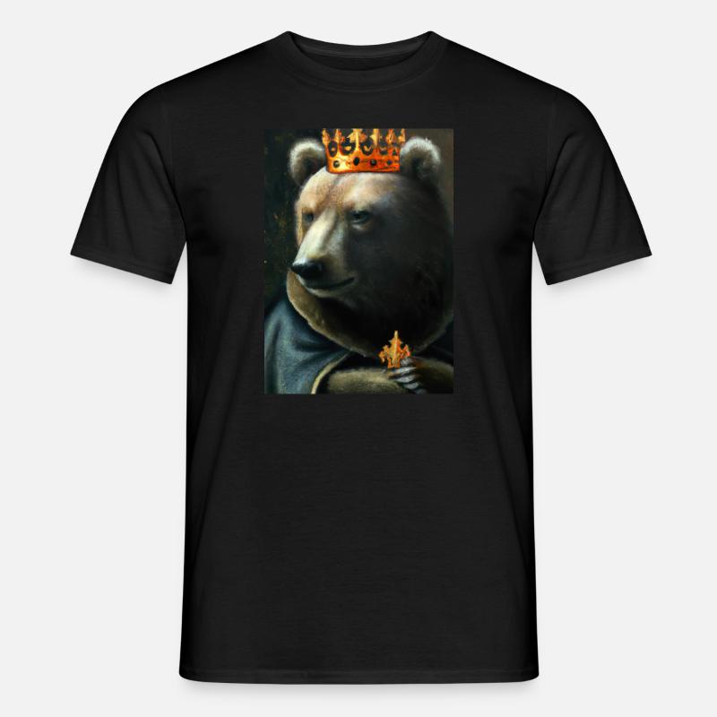 Bär mit Krone - Männer T-Shirt - Schwarz
