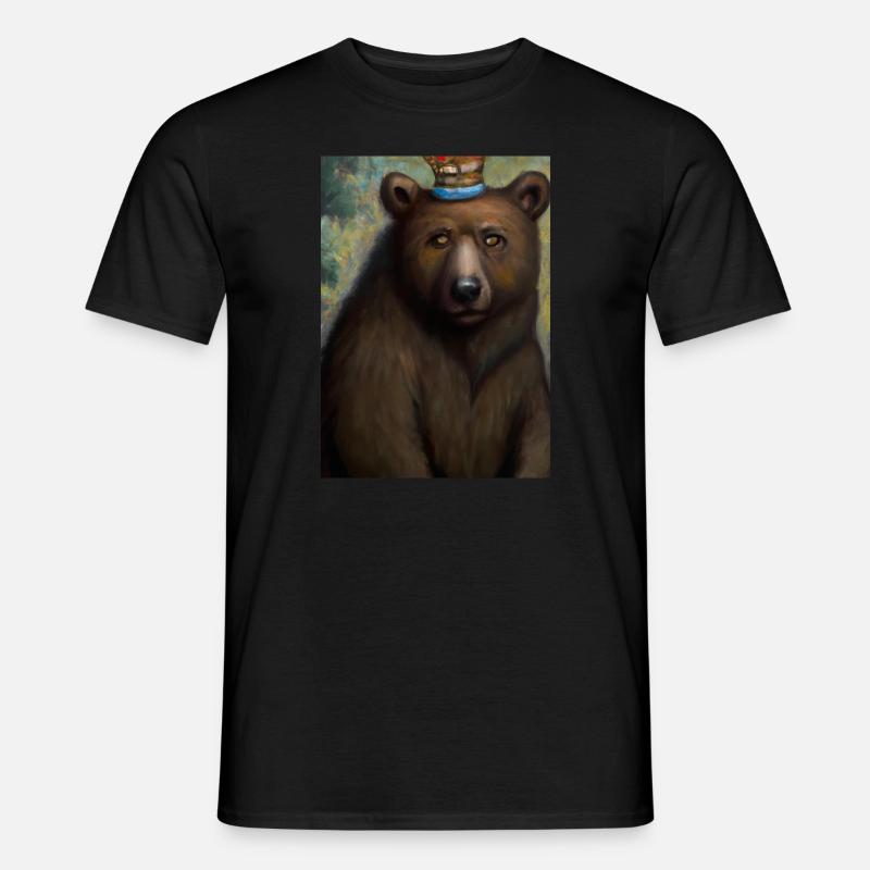 Bär mit Krone - Männer T-Shirt - Schwarz